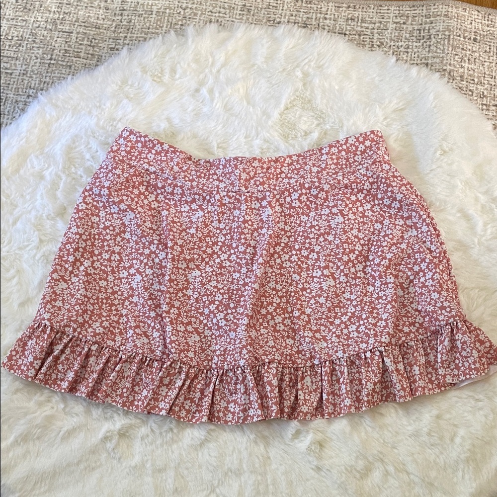 Women’s plus size swim skirt Floral Ruffle Hem Pink 3XL